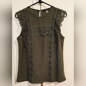 Altar'd State Olive Lace Detail Blouse